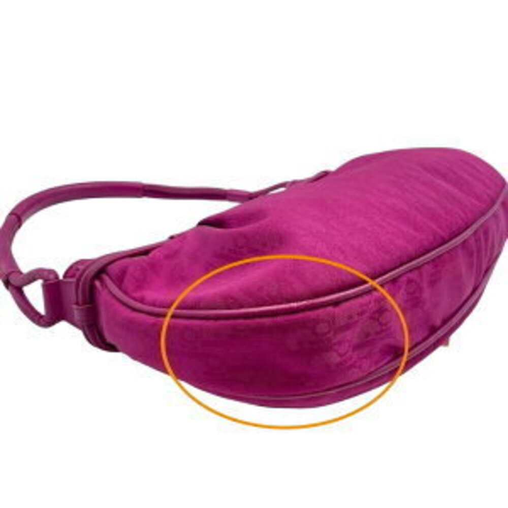 DIOR Trotter Hobo Shoulder Bag Rion Canvas Leather Pink Fuchsia - Picture 10 of 15